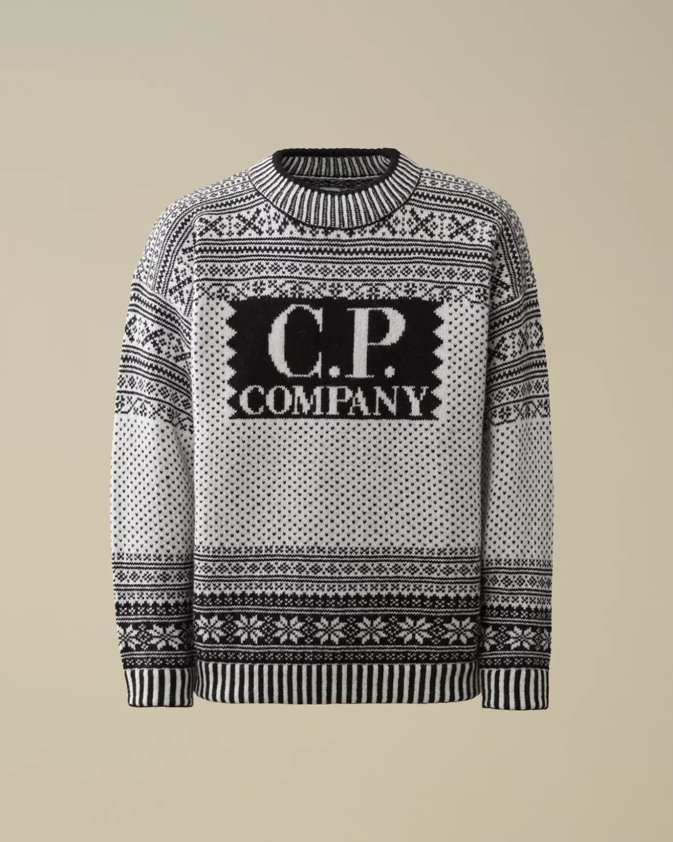Jumpers<C.P. Company Wool Jacquard Logo Knit Var.01 – White