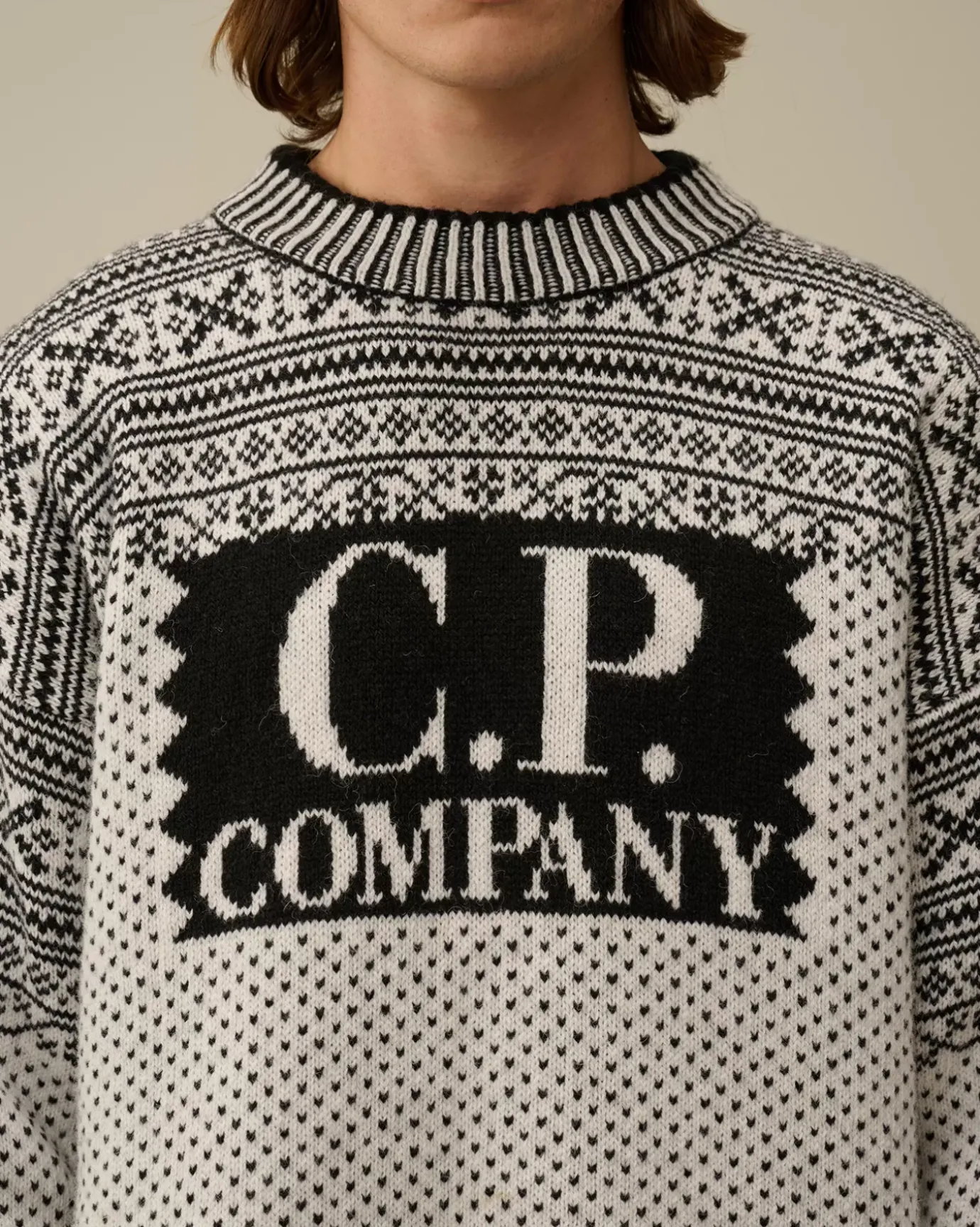 Jumpers<C.P. Company Wool Jacquard Logo Knit Var.01 – White