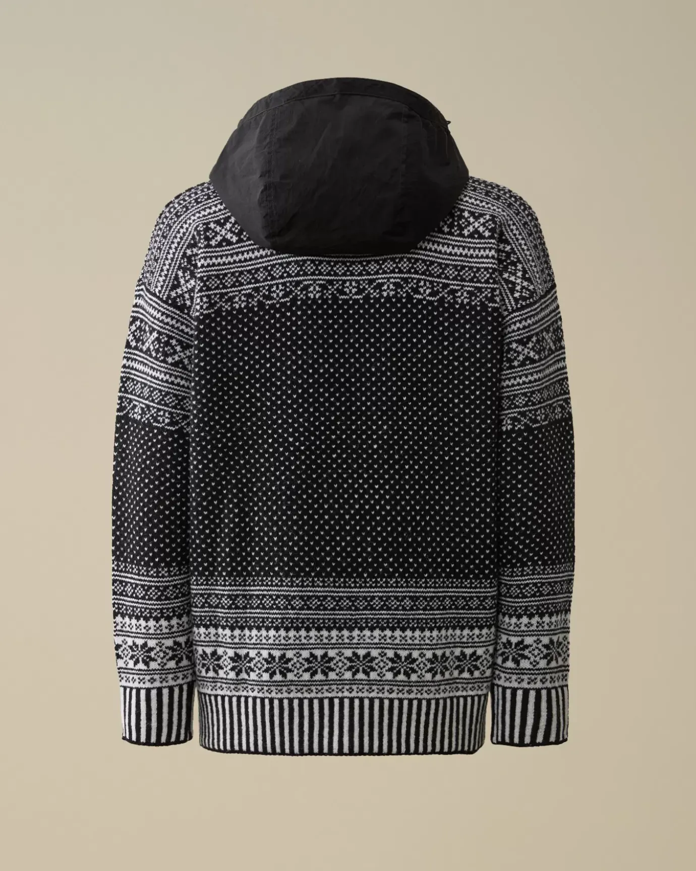 Jumpers<C.P. Company Wool Jacquard Mixed Hooded Logo Knit Var.02 – Black