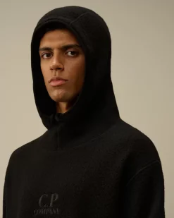 Sweatshirts<C.P. Company Wool Polar Fleece Hooded Sweatshirt Black